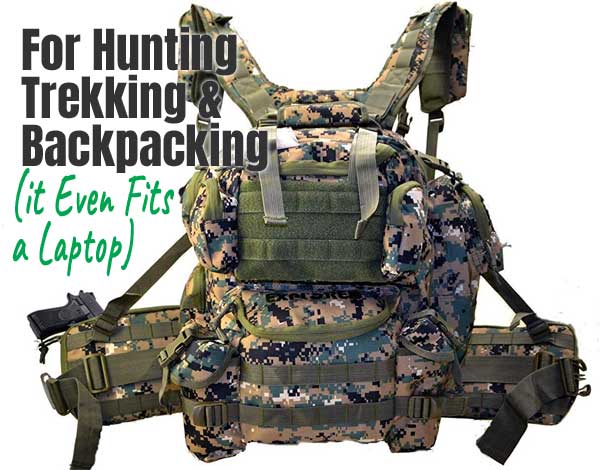 Explorer Tactical Bag for Hunting, Trekking and Backpacking + Room for a Laptop