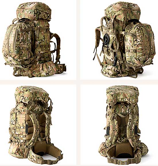 Large Camo Army Backpack from Front, Back and Side Angles