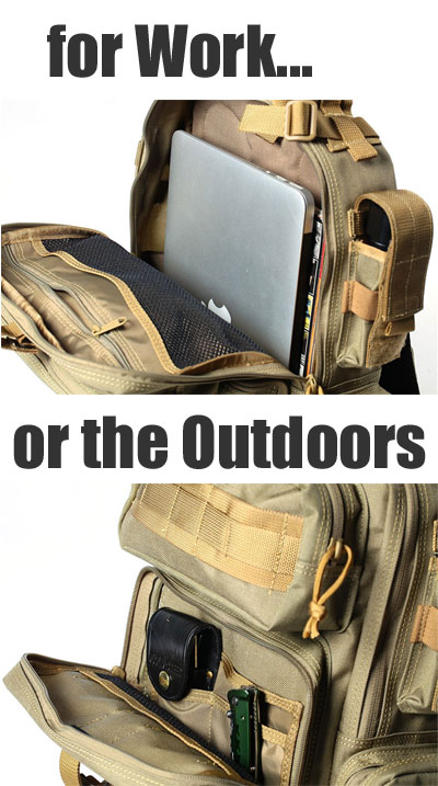 Military Shoulder Bag for Hiking or Work, Fits Laptop Computer Plus Hiking Gear