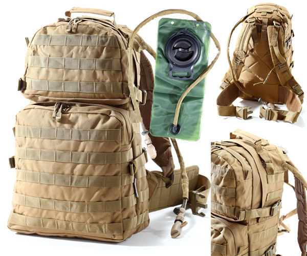 Large Military Style Backpack with Hydration Pack