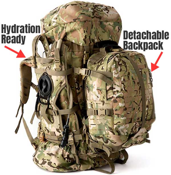 MT Military Rucksack - Hydration Ready with Removable Backpack