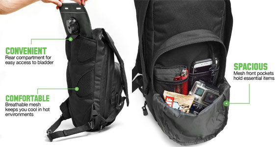 Storage Features of Tactical Daypack with Water Bladder Included